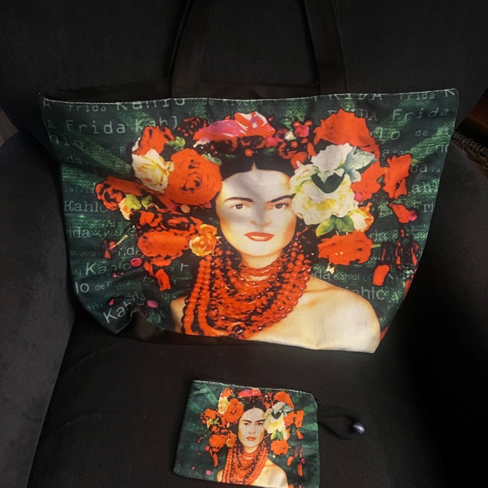 Frida Kahlo large tote and small makeup bag